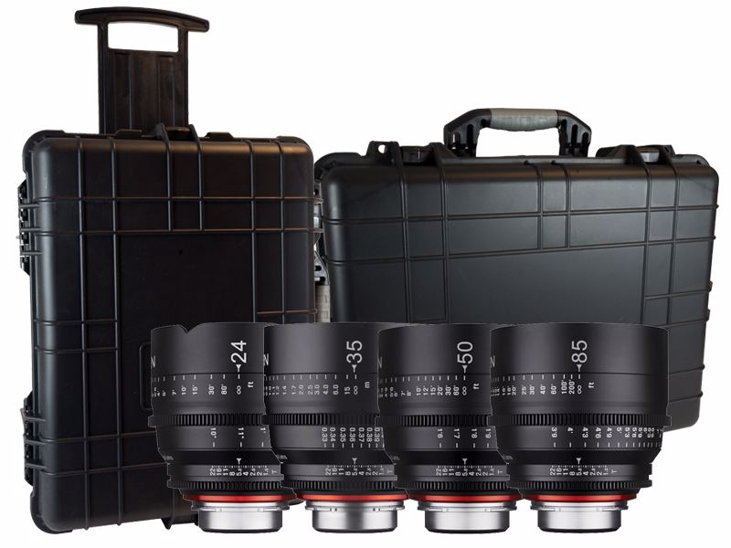 Samyang Xeen 4 linssin sarja laukussa Canon EF Kit, 