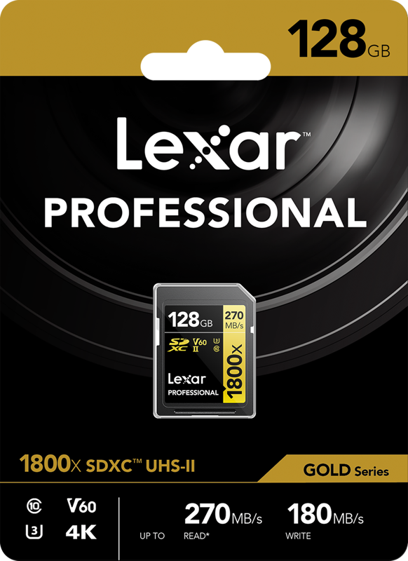 LEXAR Pro 1800x SDXC U3 (V60)  UHS-II R270/W180 128GB