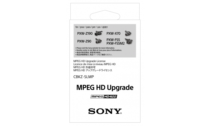 Sony MPEG HD lisenssi PXW-Z90, X70 tai PXW-FS5 lle, 